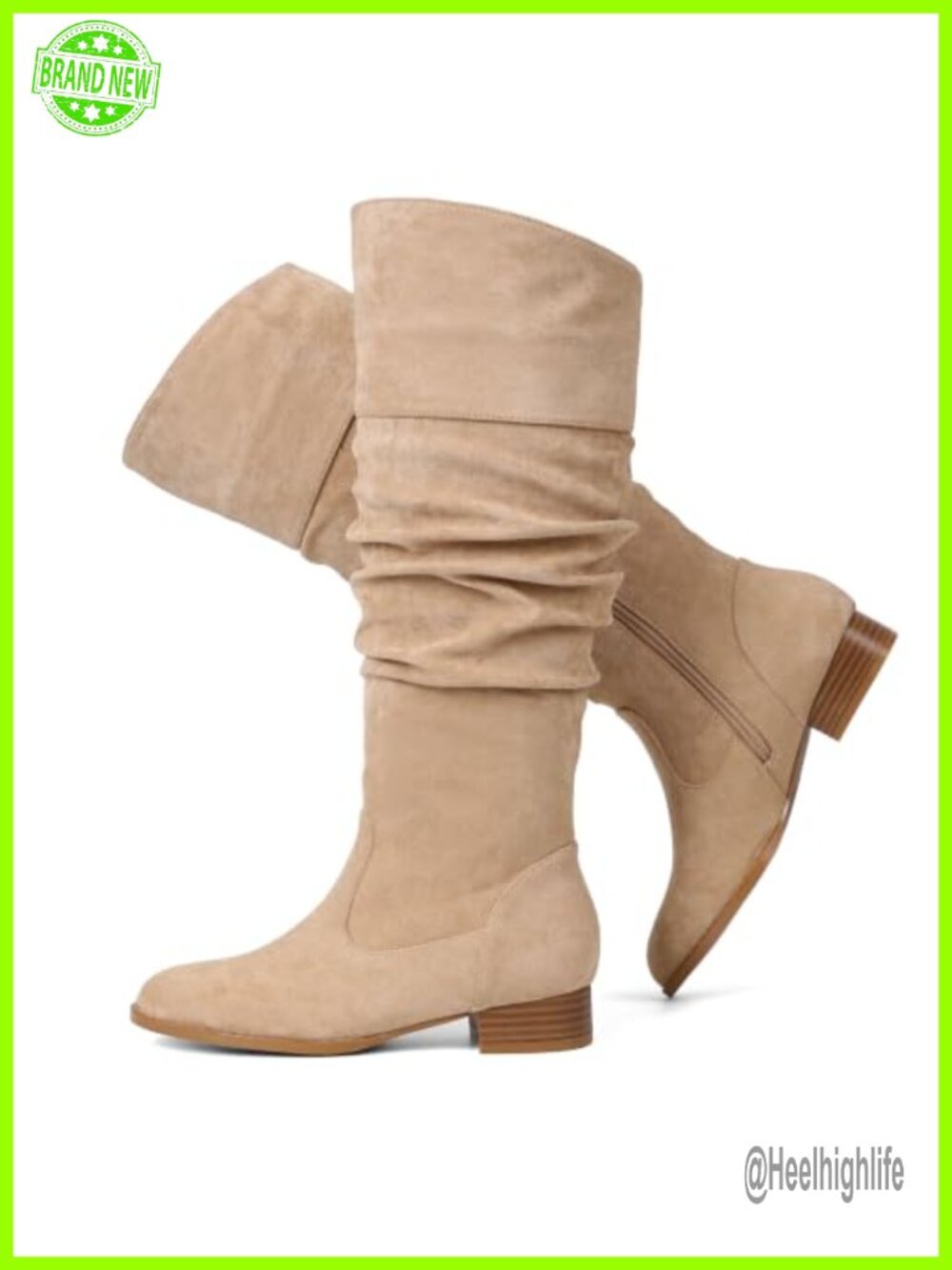 Flat Suede Knee High Boots Slouchy Pull On Comfort Casual Fall